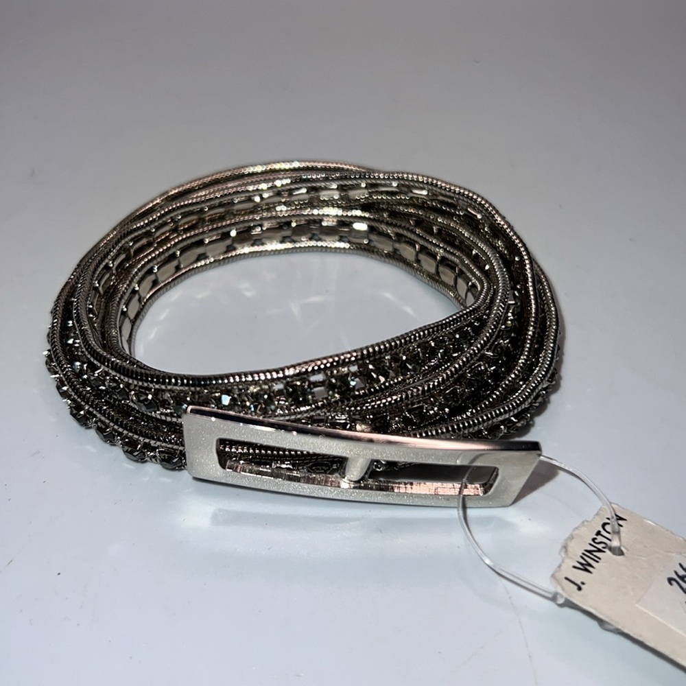NWT J. Winston rhinestone & silver belt, 40” long - Picture 6 of 6
